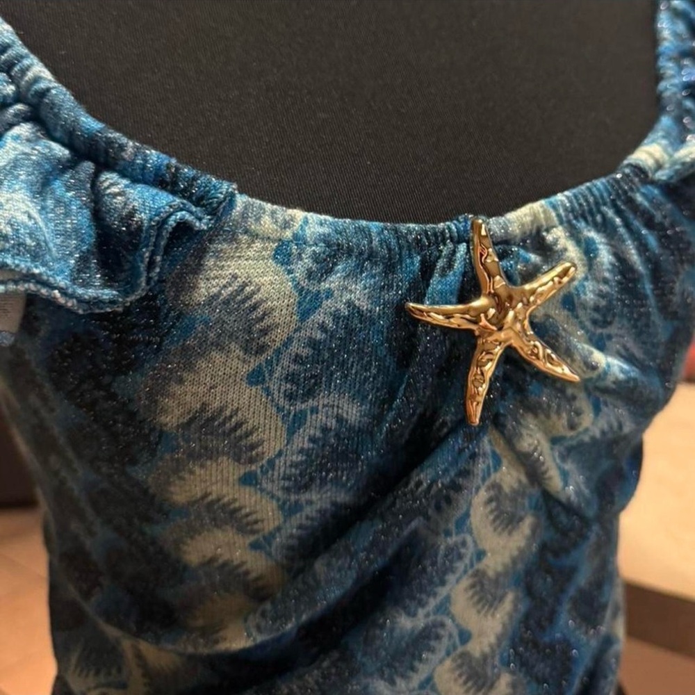 Blue Ruffled Women's Top - Picture 4 of 4